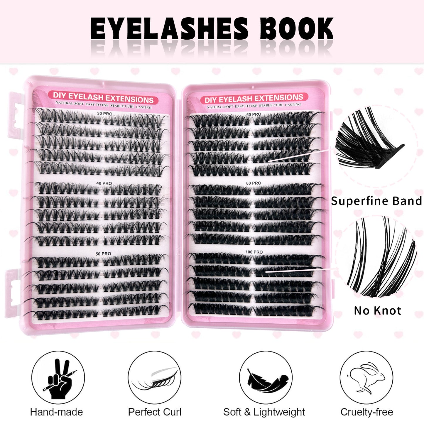 540 Fans Pro Individual Lash Clusters – 30D to 100D Volume DIY Cluster Lashes