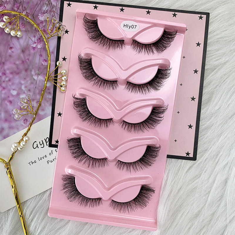 5 Pairs Fox Style Fluffy Faux Mink Eyelashes Cat Eye Lashes Glam