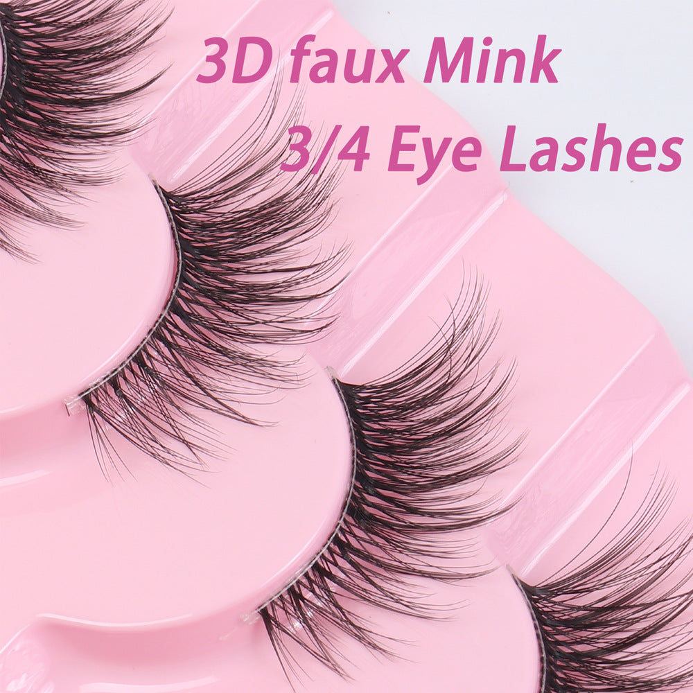 7 Pairs Half Lashes – Clear Band, Cat-Eye Faux Mink for Natural Lift