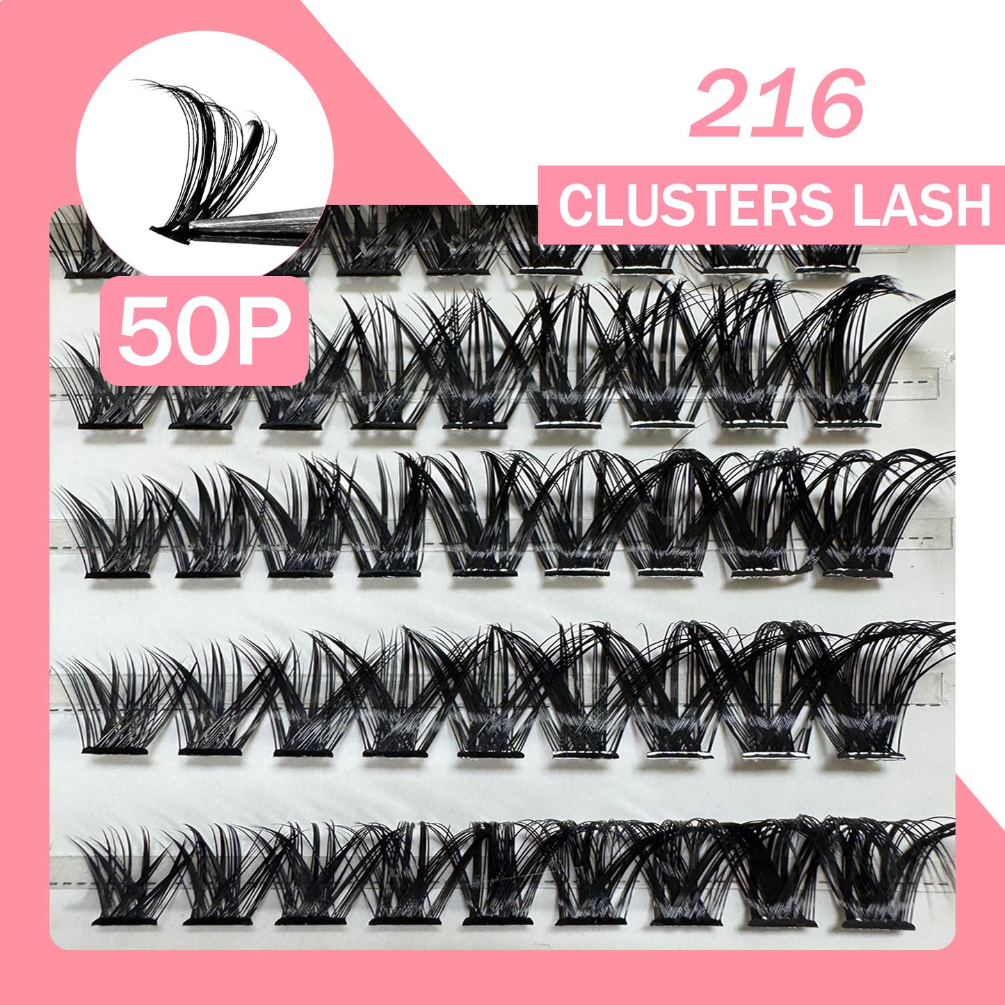 216 Fans 30D/40D/50D Pro DIY Lash Extension Kit – At-Home Cluster Lashes with Bond, Seal, Remove & Tool
