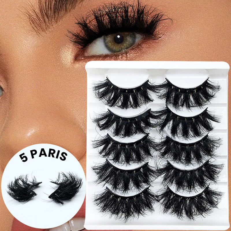 5 Pairs 3D Faux Mink Lashes Fluffy Soft Wispy Natural Crossed Reusable False Eyelashes