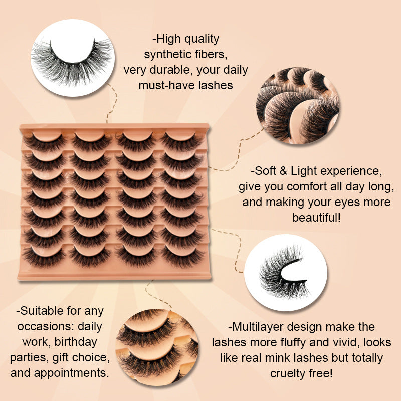 14 Pairs 3D Messy Fluffy Faux Mink Eyelashes