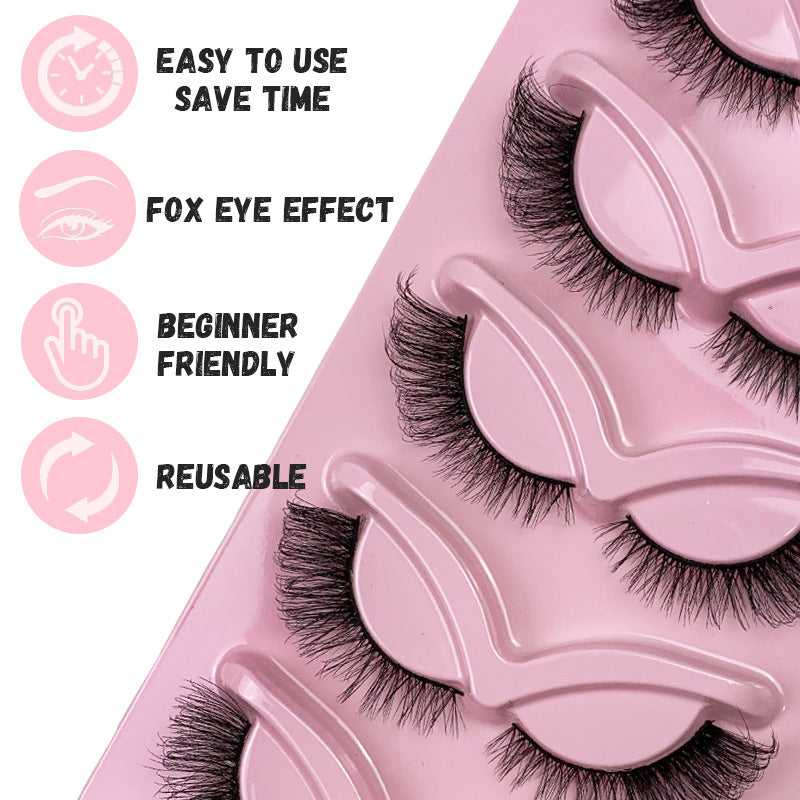 5 Pairs Fox Style Fluffy Faux Mink Eyelashes Cat Eye Lashes Glam