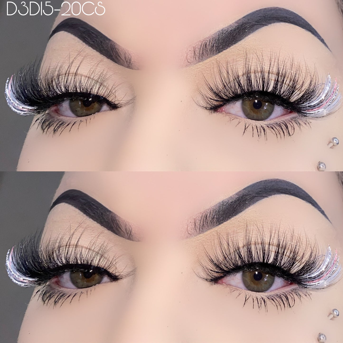 20mm Glitter Color Faux Mink Lashes D3D15-20CS