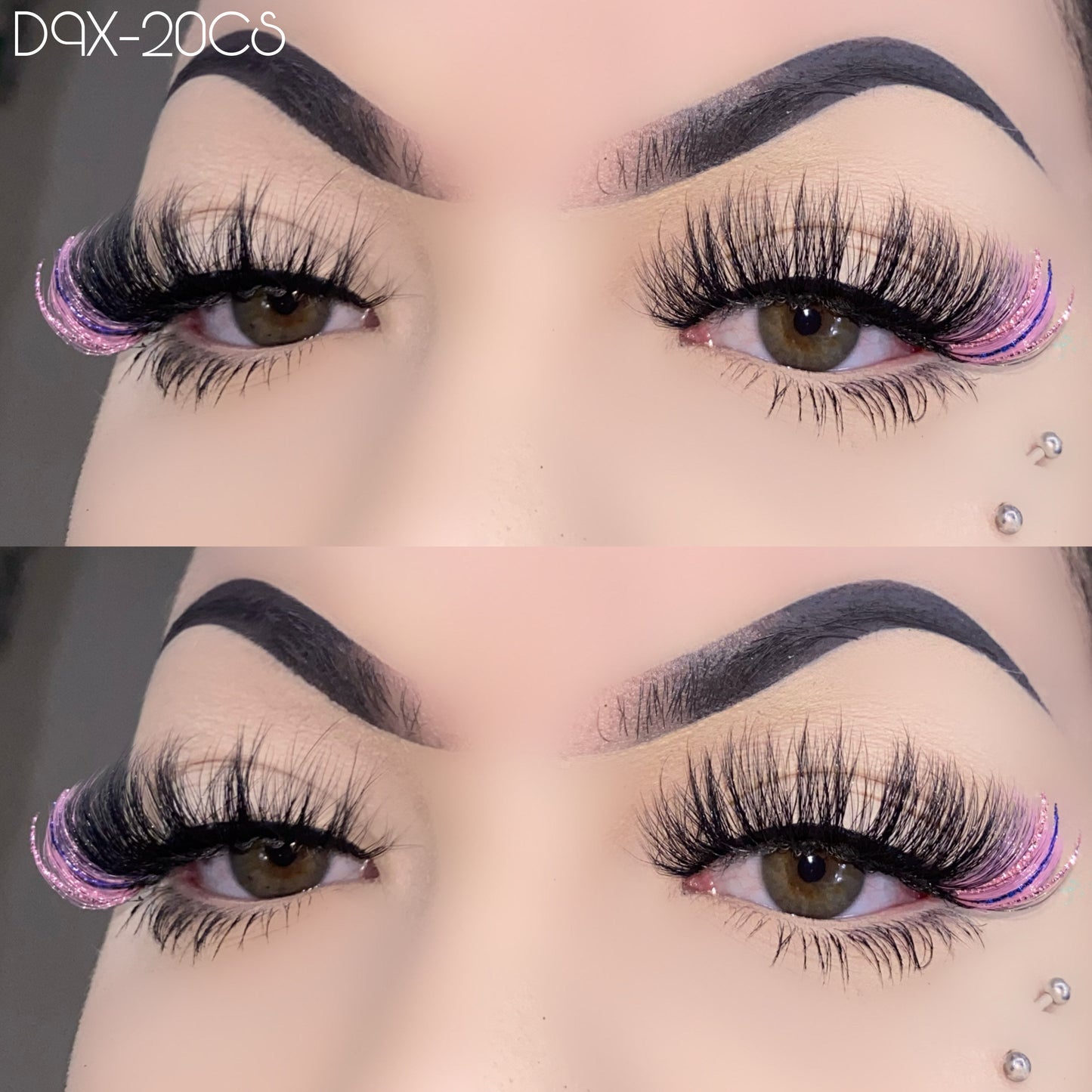 20mm Glitter Color Faux Mink Lashes D9X-20CS