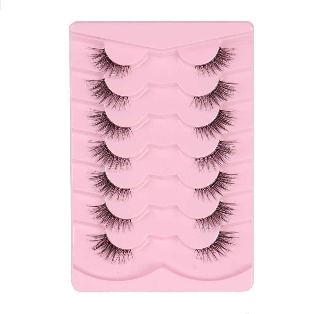 7 Pairs Half Lashes – Clear Band, Cat-Eye Faux Mink for Natural Lift