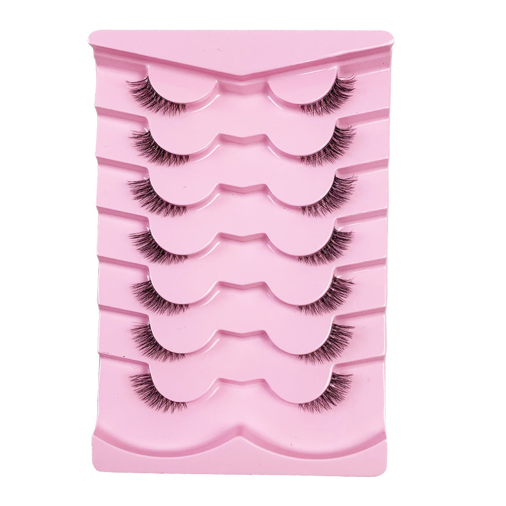7 Pairs Half Lashes – Clear Band, Cat-Eye Faux Mink for Natural Lift