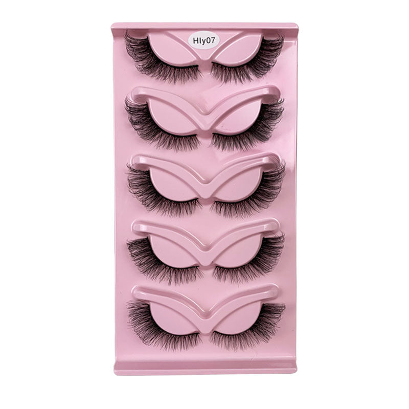 5 Pairs Fox Style Fluffy Faux Mink Eyelashes Cat Eye Lashes Glam