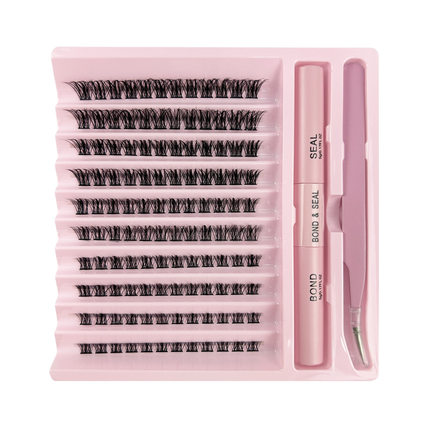 DIY Cluster Lashes Kit with Pink Tweezers + Bond & Seal