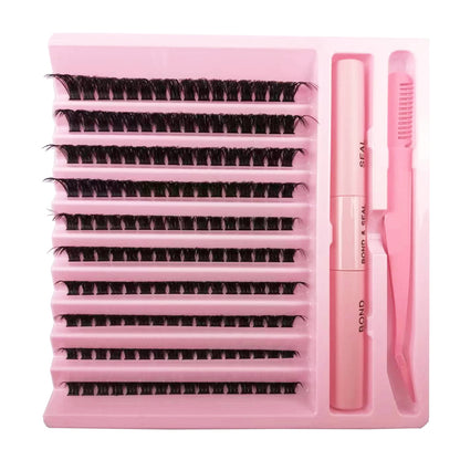 DIY Cluster Lashes Kit with Pink Tweezers + Bond & Seal