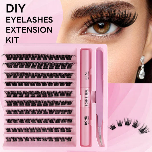 DIY Cluster Lashes Kit with Pink Tweezers + Bond & Seal