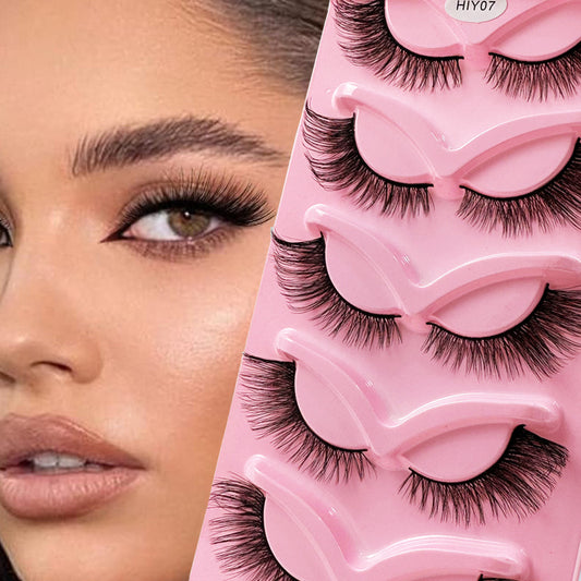 5 Pairs Fox Style Fluffy Faux Mink Eyelashes Cat Eye Lashes Glam