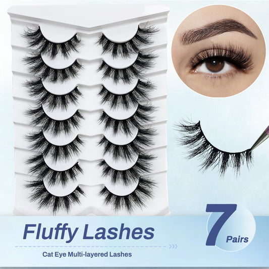 7 Pairs Fluffy Soft Wispy Faux Mink Lashes Reusable False Eyelashes