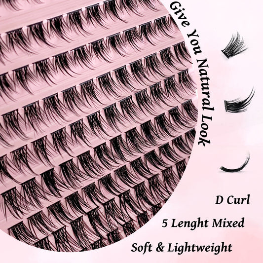 Cluster Lashes 8-16mm Individual Lashes Natural Look D Curl Soft, Lightweight & Reusable