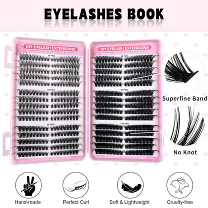 540 Fans Pro Individual Lash Clusters – 30D to 100D Volume DIY Cluster Lashes