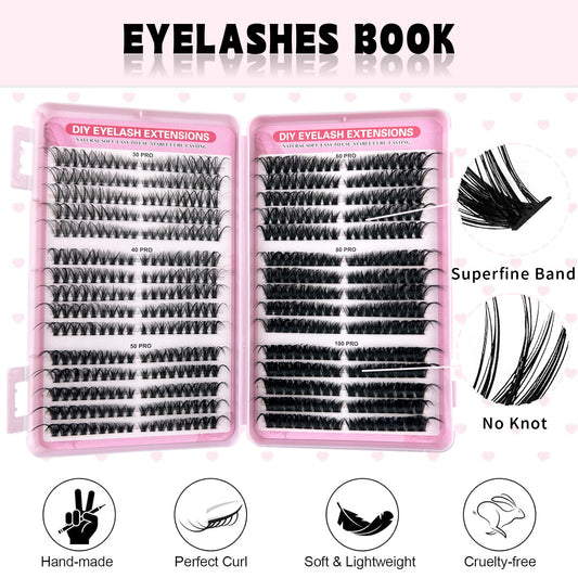 540 Fans Pro Individual Lash Clusters – 30D to 100D Volume DIY Cluster Lashes