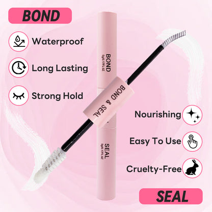 DIY Cluster Lashes Kit with Pink Tweezers + Bond & Seal