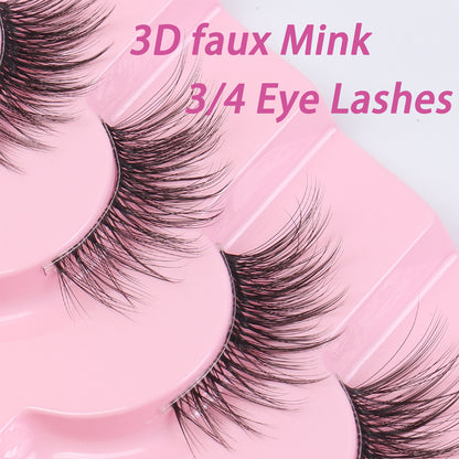 7 Pairs Half Lashes – Clear Band, Cat-Eye Faux Mink for Natural Lift
