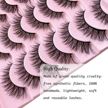 14 Pairs Fluffy Messy Faux Mink Lashes Wispy, Textured & Reusable 3D Eyelashes