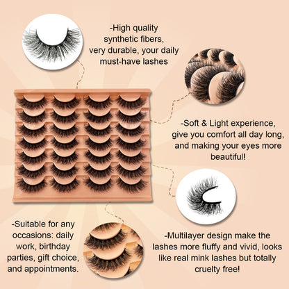 14 Pairs 3D Messy Fluffy Faux Mink Eyelashes