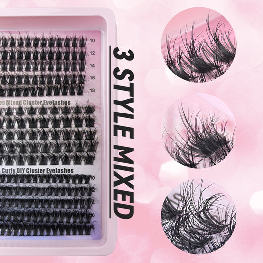 240 Fans Mix 3 Styles DIY Lashes Fluffy Thick Volume Dramatic Cluster Lashes Extension