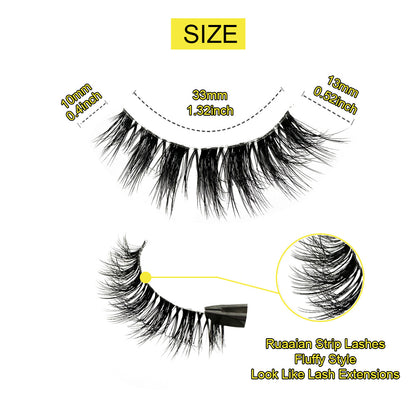 10 Pairs Clear Band Faux Mink Lashes Natural Look Fluffy 3D False Lashes