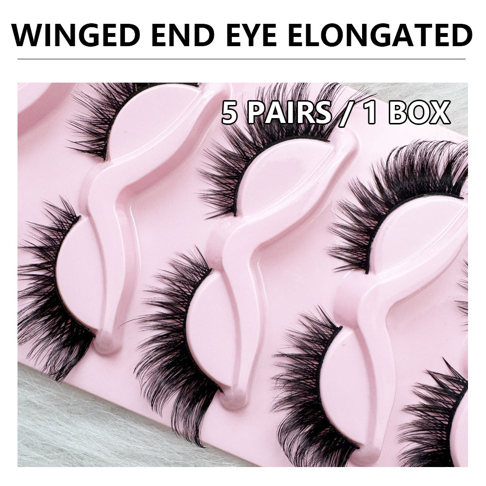 5 Pairs Fox Style False Eyelashes – Fluffy & Winged for Cat-Eye Glam