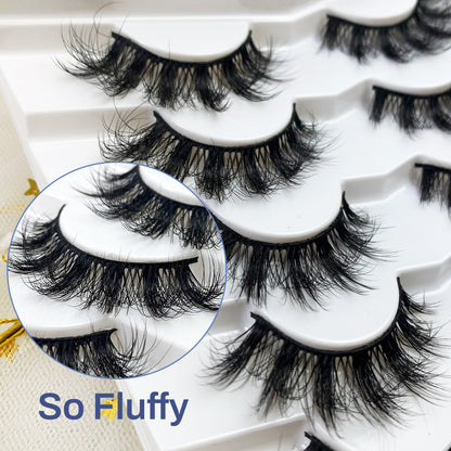 7 Pairs Fluffy Soft Wispy Faux Mink Lashes Reusable False Eyelashes