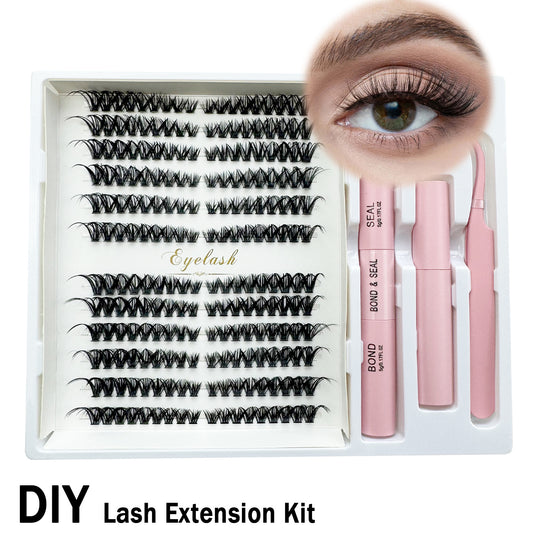 216 Fans 30D/40D/50D Pro DIY Lash Extension Kit – At-Home Cluster Lashes with Bond, Seal, Remove & Tool
