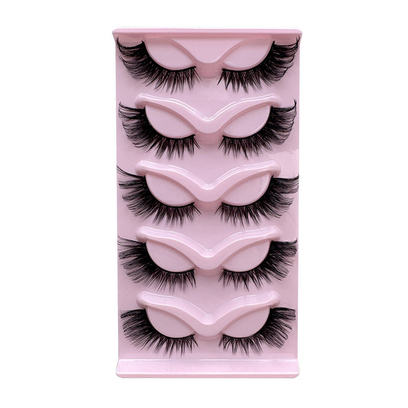 5 Pairs Fox Style False Eyelashes – Fluffy & Winged for Cat-Eye Glam