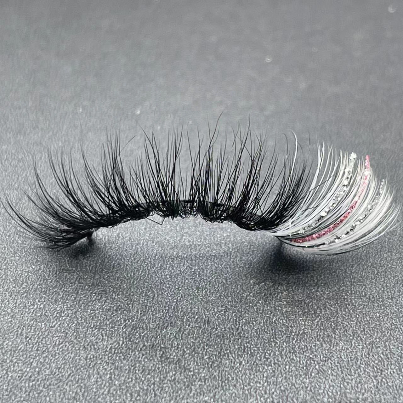 20mm Glitter Color Faux Mink Lashes D3D15-20CS