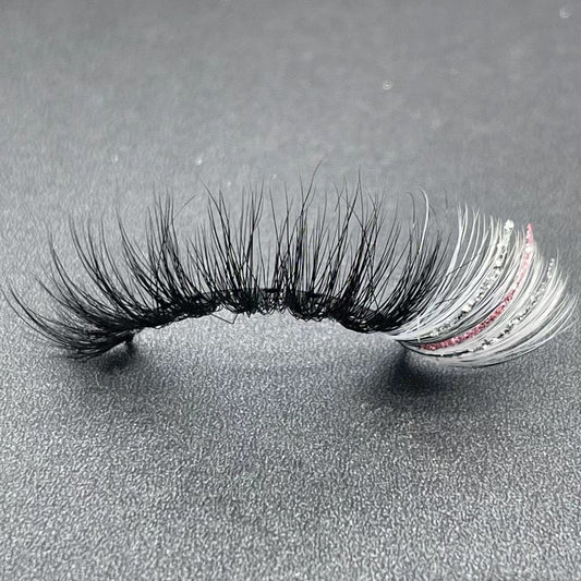 20mm Glitter Color Faux Mink Lashes D3D15-20CS