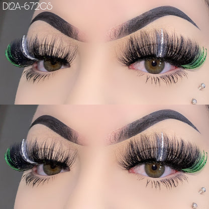 20mm Glitter Color Faux Mink Lashes D12A-672CS