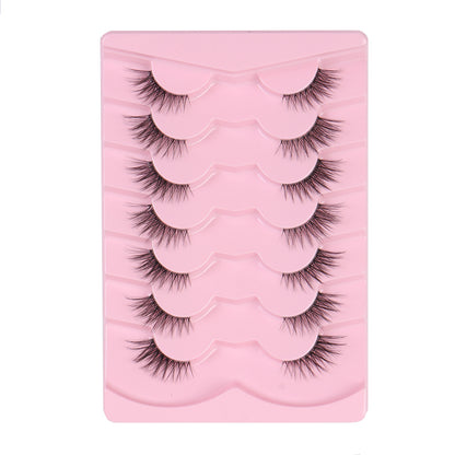 7 Pairs Half Lashes – Clear Band, Cat-Eye Faux Mink for Natural Lift