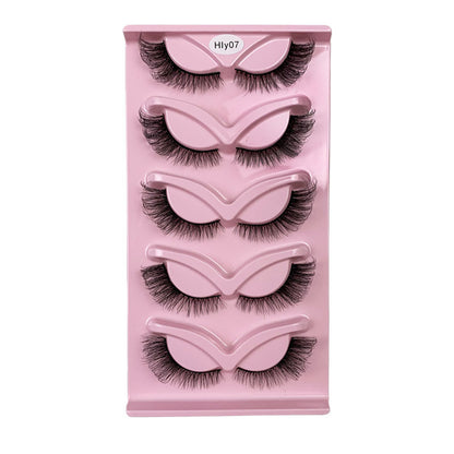5 Pairs Fox Style Fluffy Faux Mink Eyelashes Cat Eye Lashes Glam