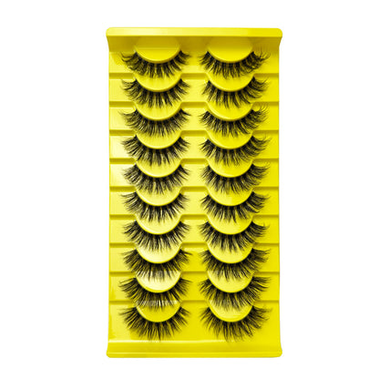 10 Pairs Clear Band Faux Mink Lashes Natural Look Fluffy 3D False Lashes