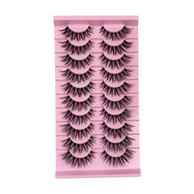 10 Pairs Clear Band Faux Mink Lashes Natural Look Fluffy 3D False Lashes